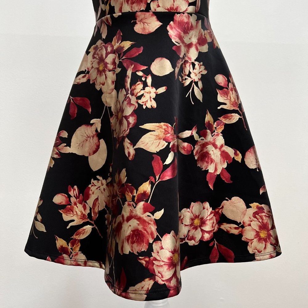 NWT Francesca's Lace and Satin Floral Fit and Flare Tea Length Halter Dress - Picture 11 of 16